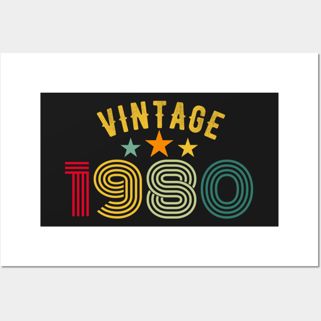 Vintage 1980 Birthday design Wall Art by PlusAdore